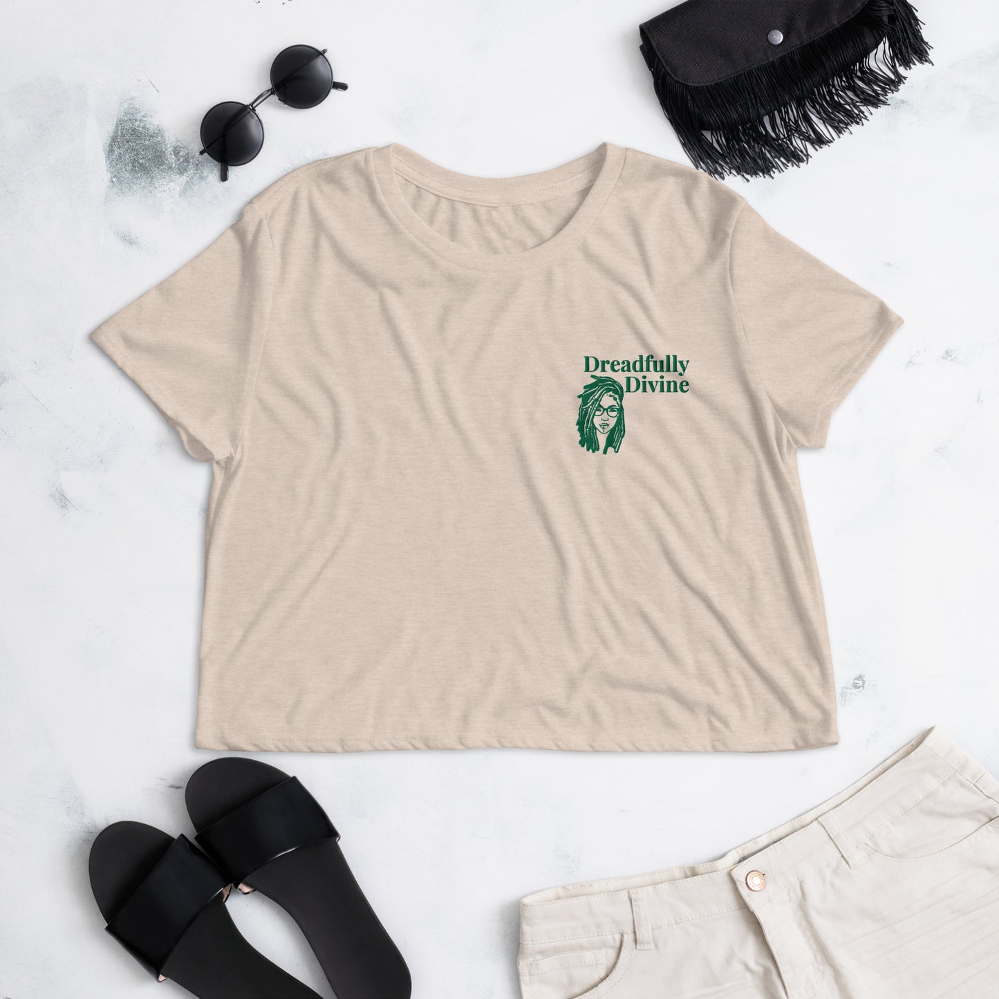 DD Woman (Green) Flowy Crop Tee