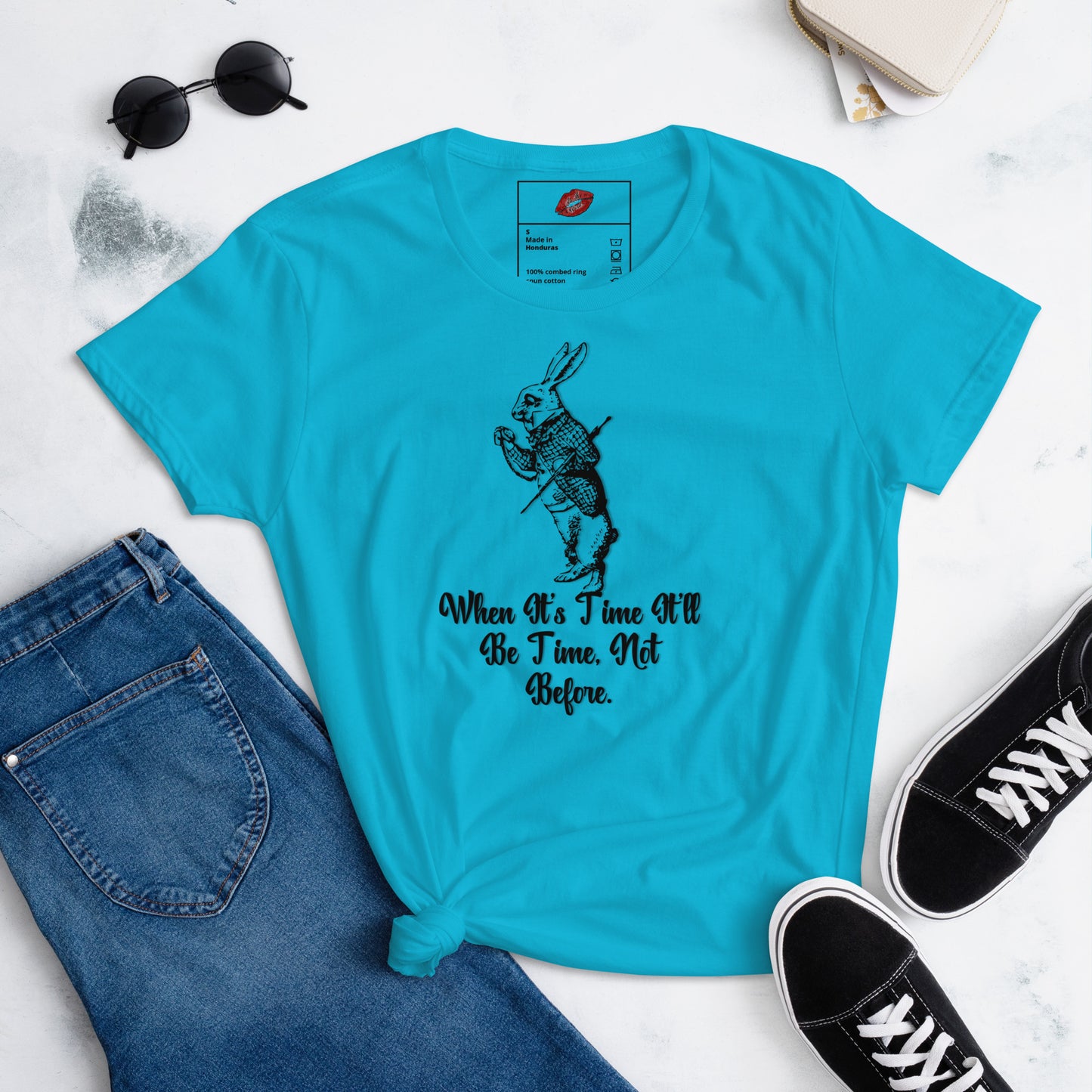Rabbit (Black) Women's Fashion Fit Short Sleeve T-shirt