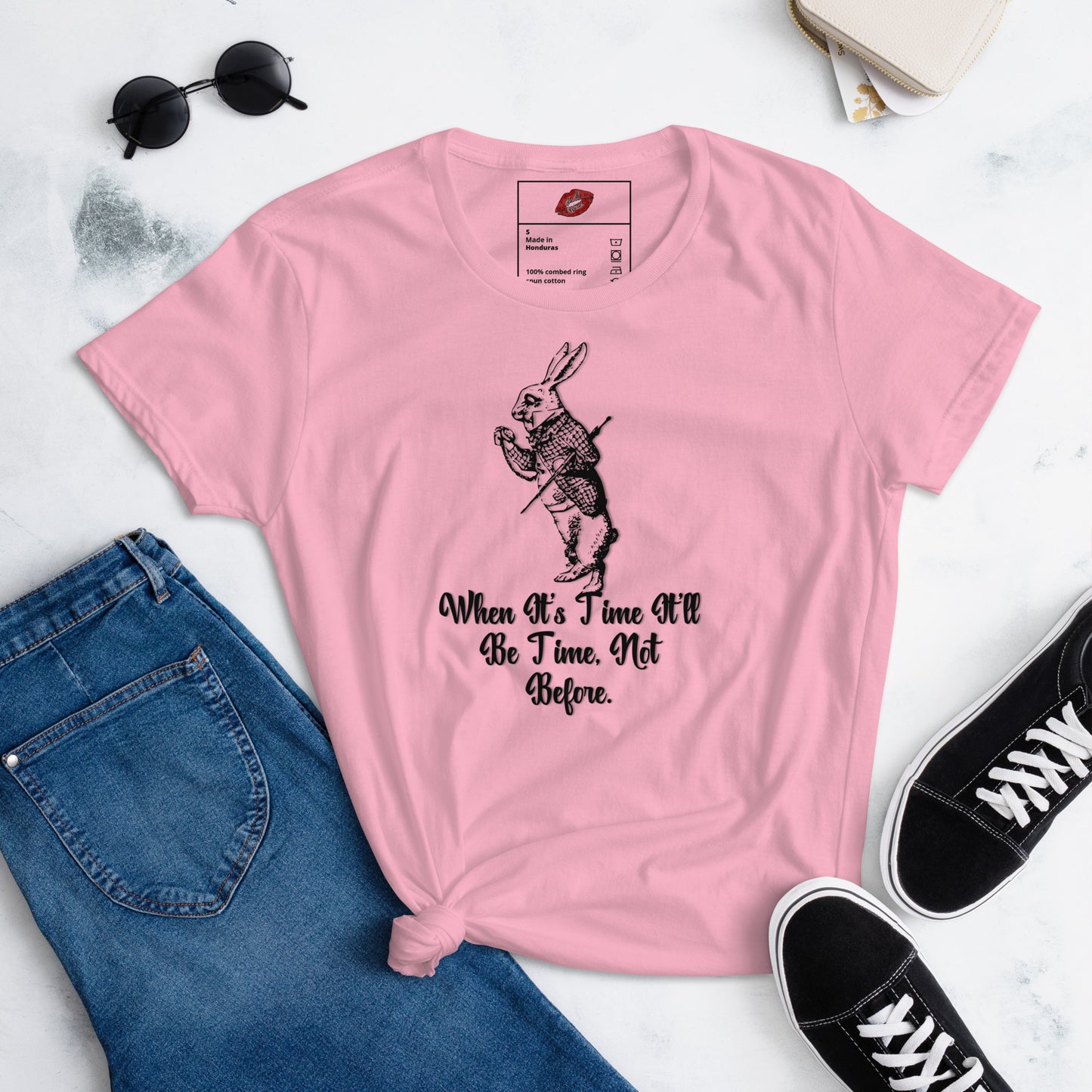 Rabbit (Black) Women's Fashion Fit Short Sleeve T-shirt