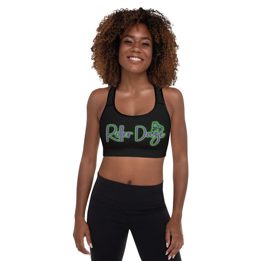 Roller Daze (Black) Padded Sports Bra