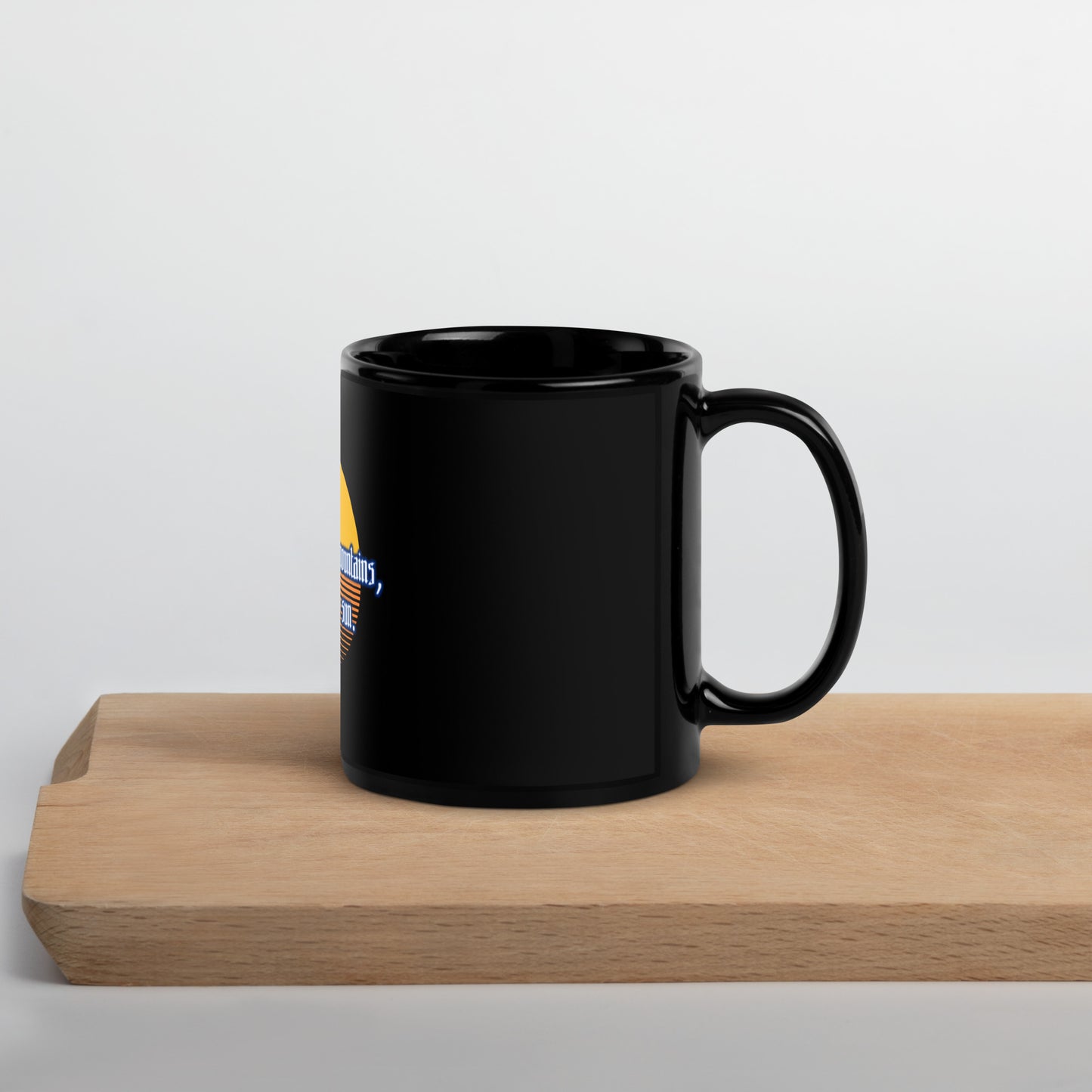 Believe Mountains Black Glossy Mug