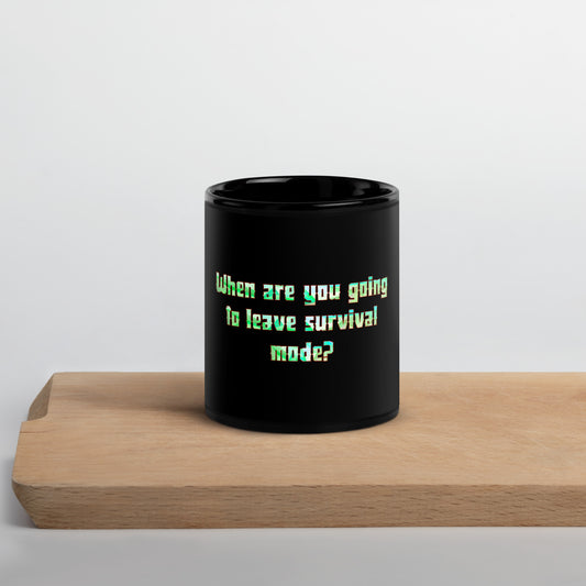 Survival Mode Black Glossy Mug