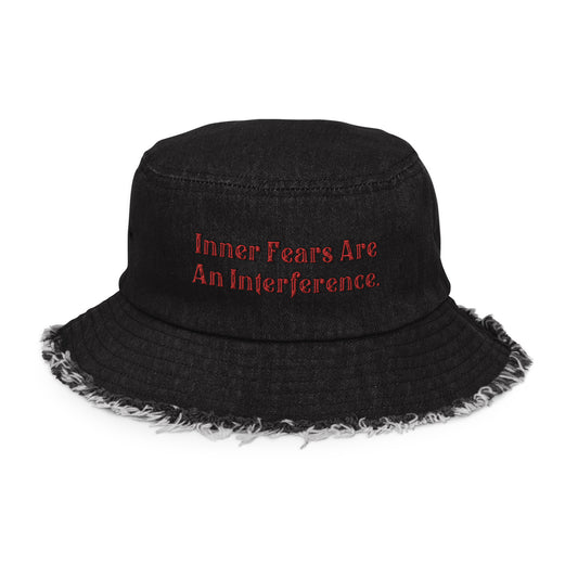 Inner Fears Distressed Denim Bucket Hat