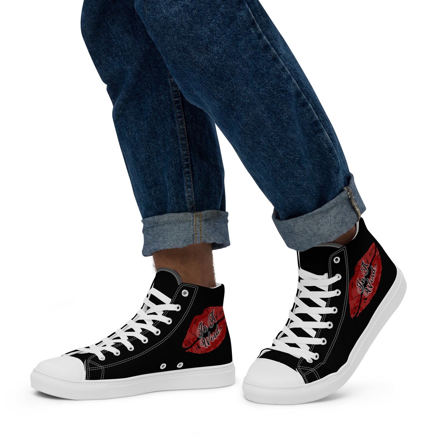 In A Word (Logo) Men’s High Top Canvas Shoes