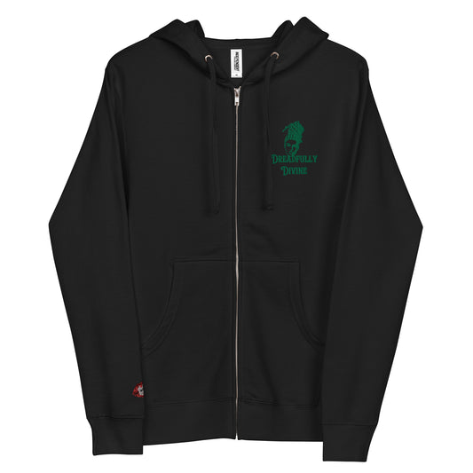 DD Woman #2 (Green) Unisex Fleece Zip Up Hoodie