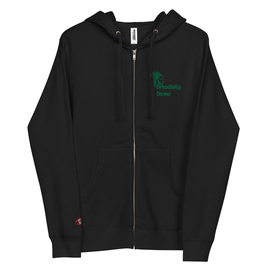 DD Man (Green) Unisex Fleece Zip Up Hoodie