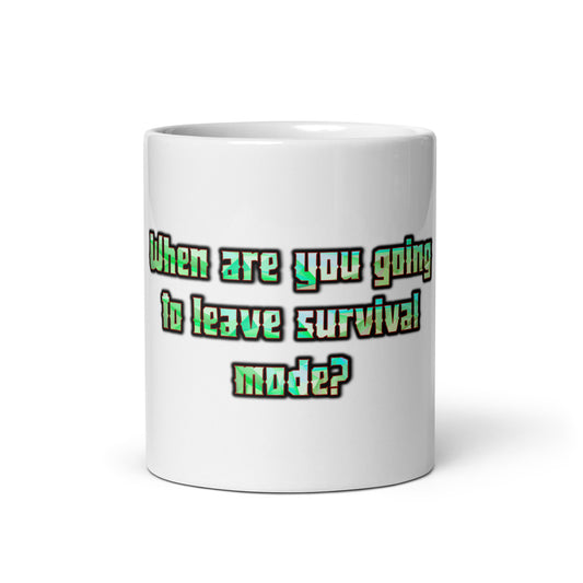 Survival Mode White Glossy Mug