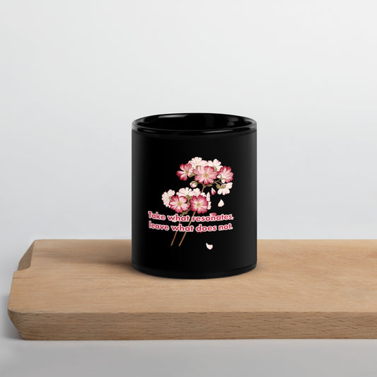 Pick Your Petals Black Glossy Mug