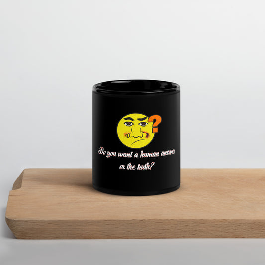 Human Answer #2 Black Glossy Mug