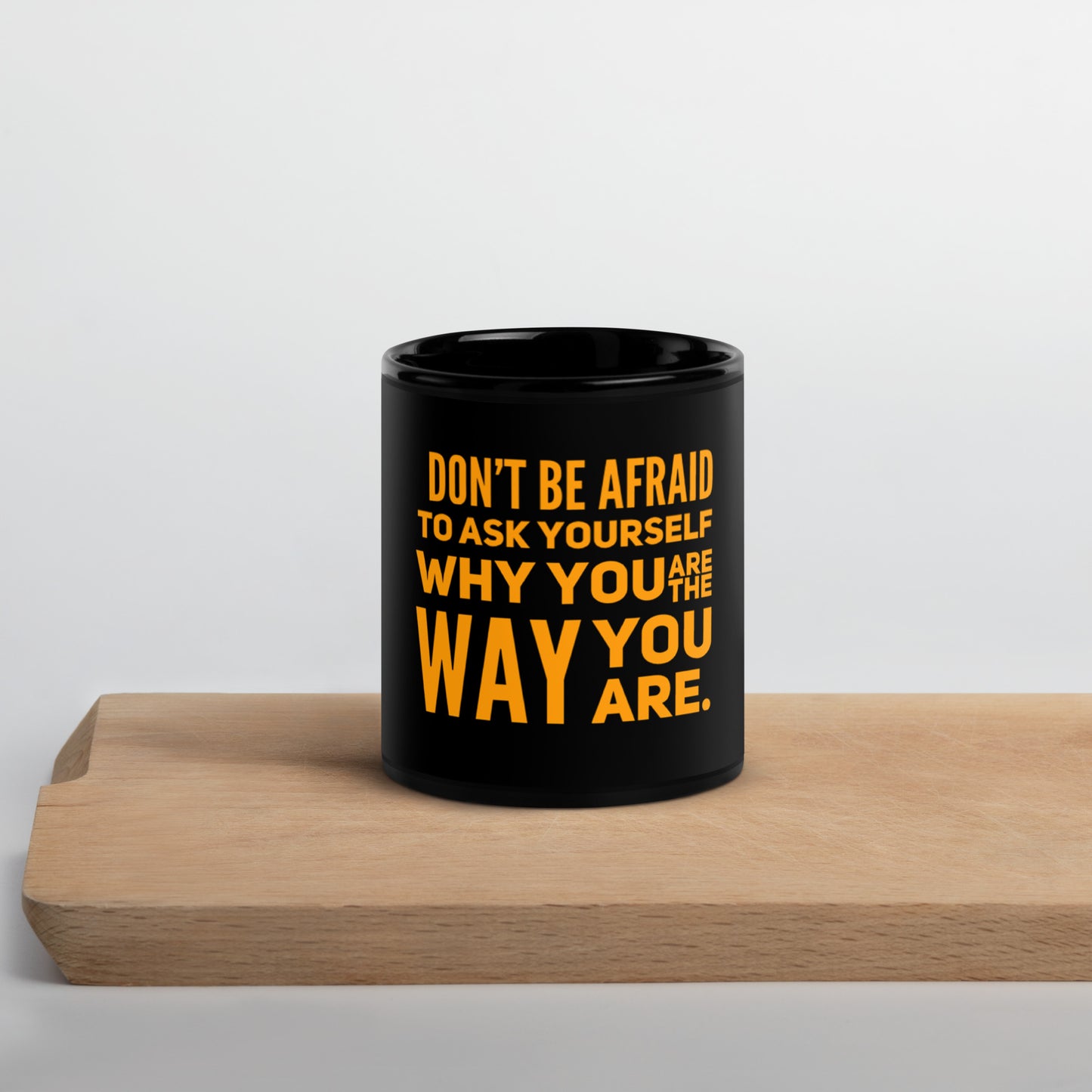 Ask Yourself #2 Black Glossy Mug