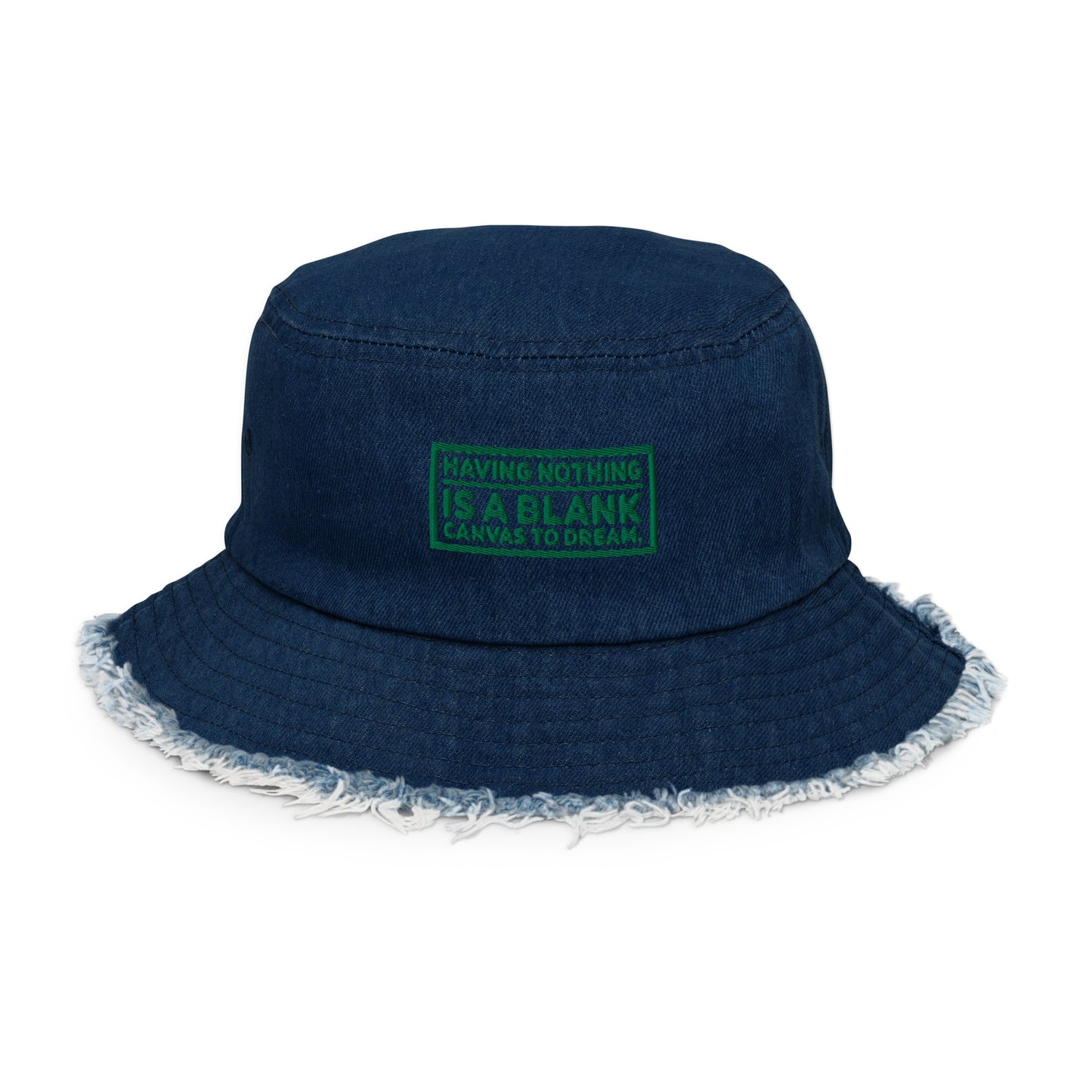 Blank Canvas (Green) Distressed denim bucket hat