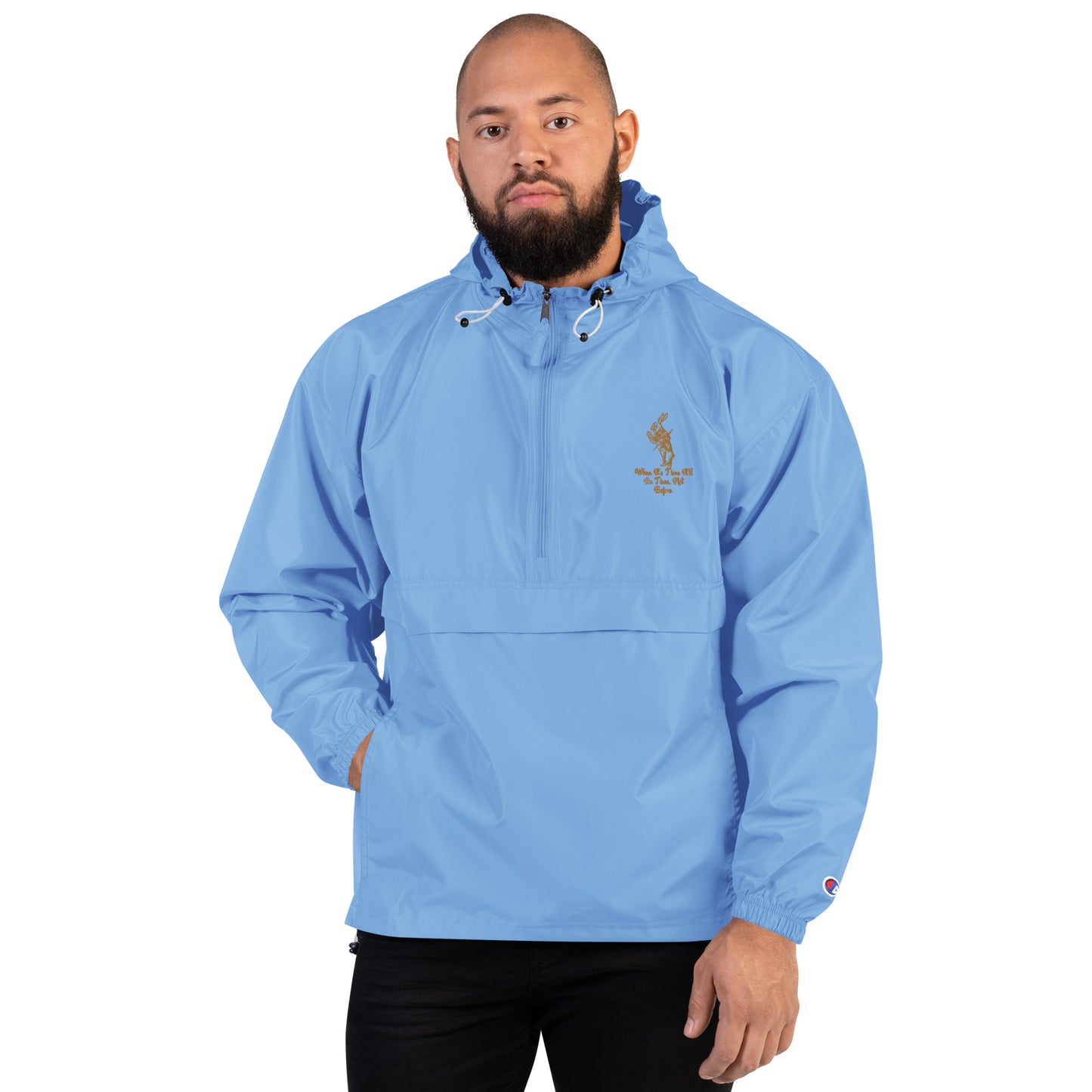 Rabbit (Gold) Embroidered Unisex Champion Packable Jacket