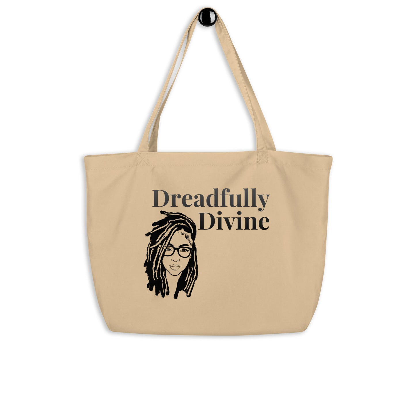 DD Woman (Black) Large Organic Tote Bag