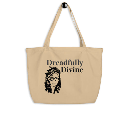 DD Woman (Black) Large Organic Tote Bag