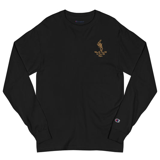 Rabbit (Gold) Embroidered Men's Champion Long Sleeve Shirt