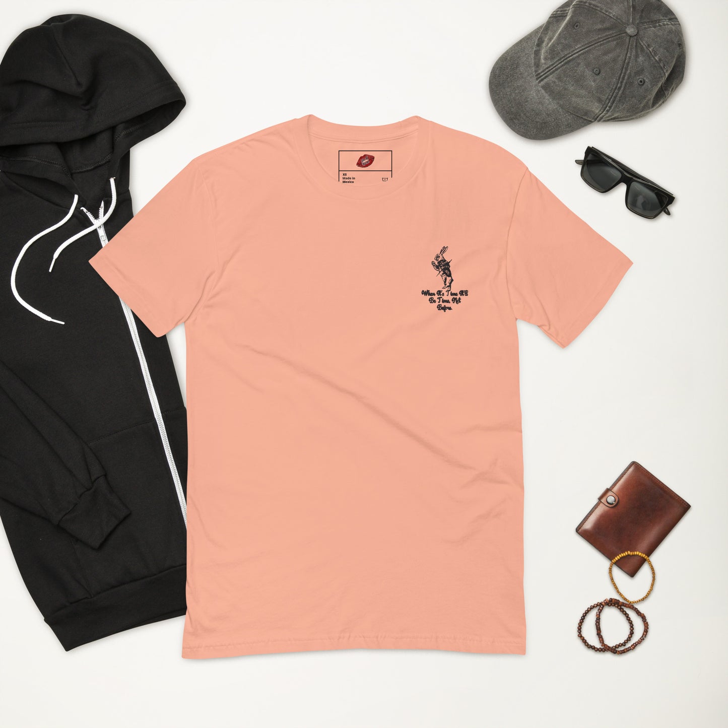 Rabbit (Black) Embroidered Men's Fitted Short Sleeve T-shirt