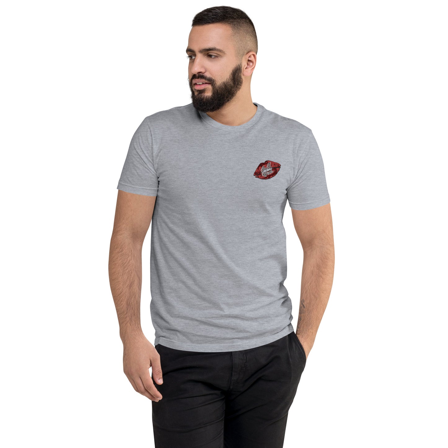 In A Word (Embroidered Logo) Men's Fitted Short Sleeve T-shirt