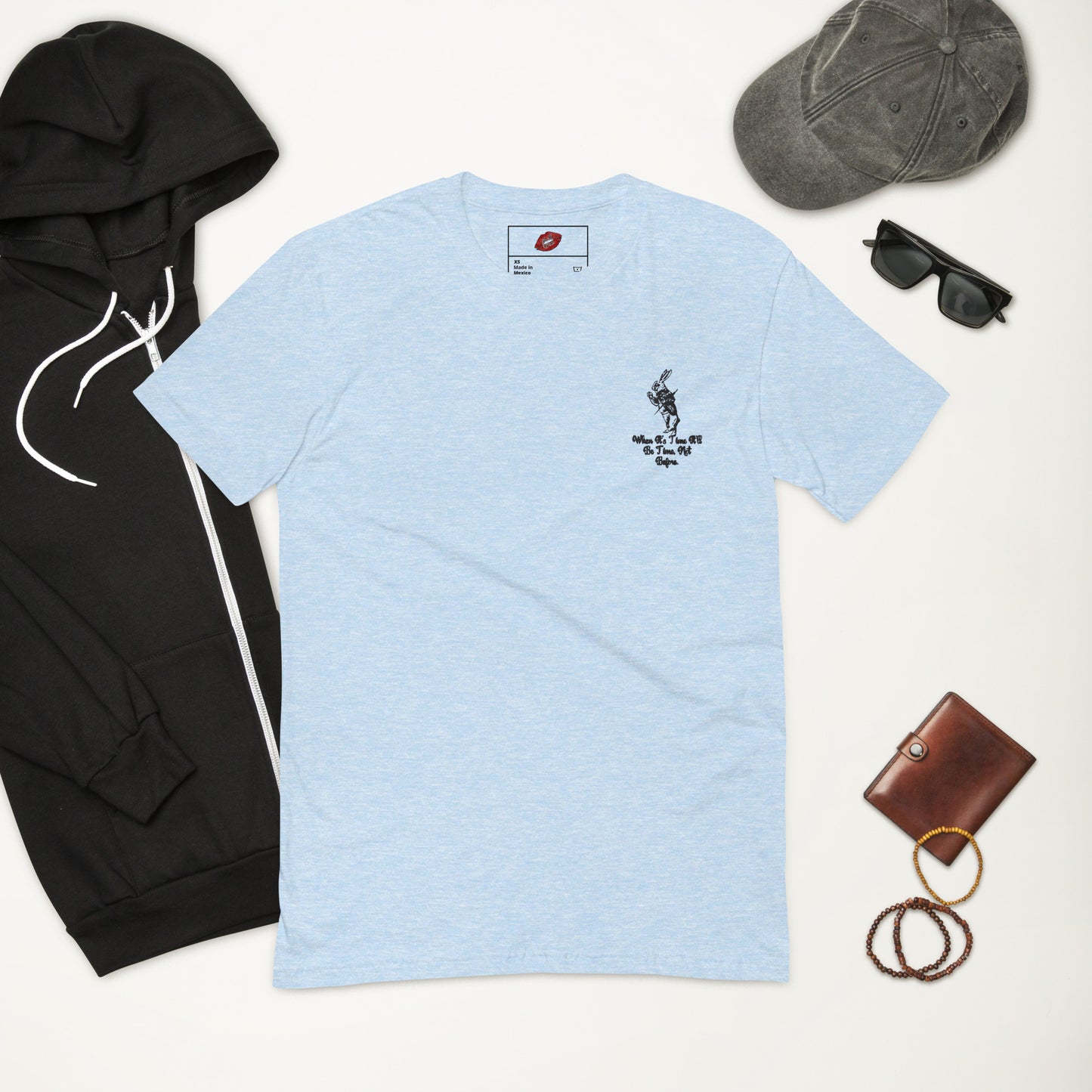 Rabbit (Black) Embroidered Men's Fitted Short Sleeve T-shirt