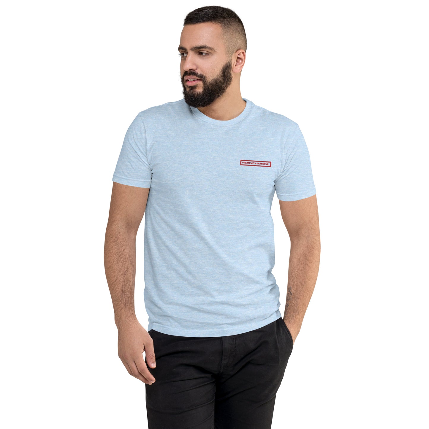 With Grandeur #2 (Embroidered) Men's Fitted Short Sleeve T-shirt