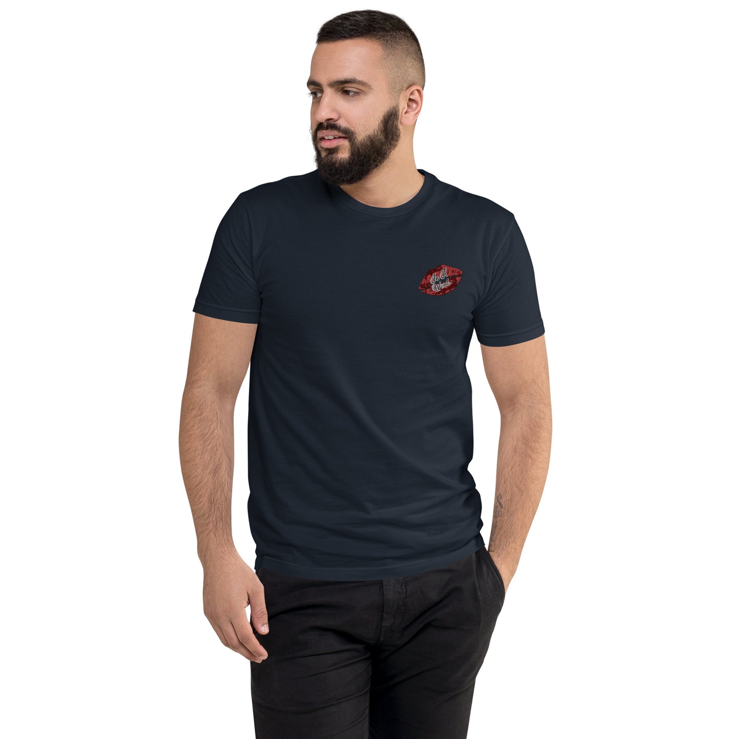 In A Word (Embroidered Logo) Men's Fitted Short Sleeve T-shirt