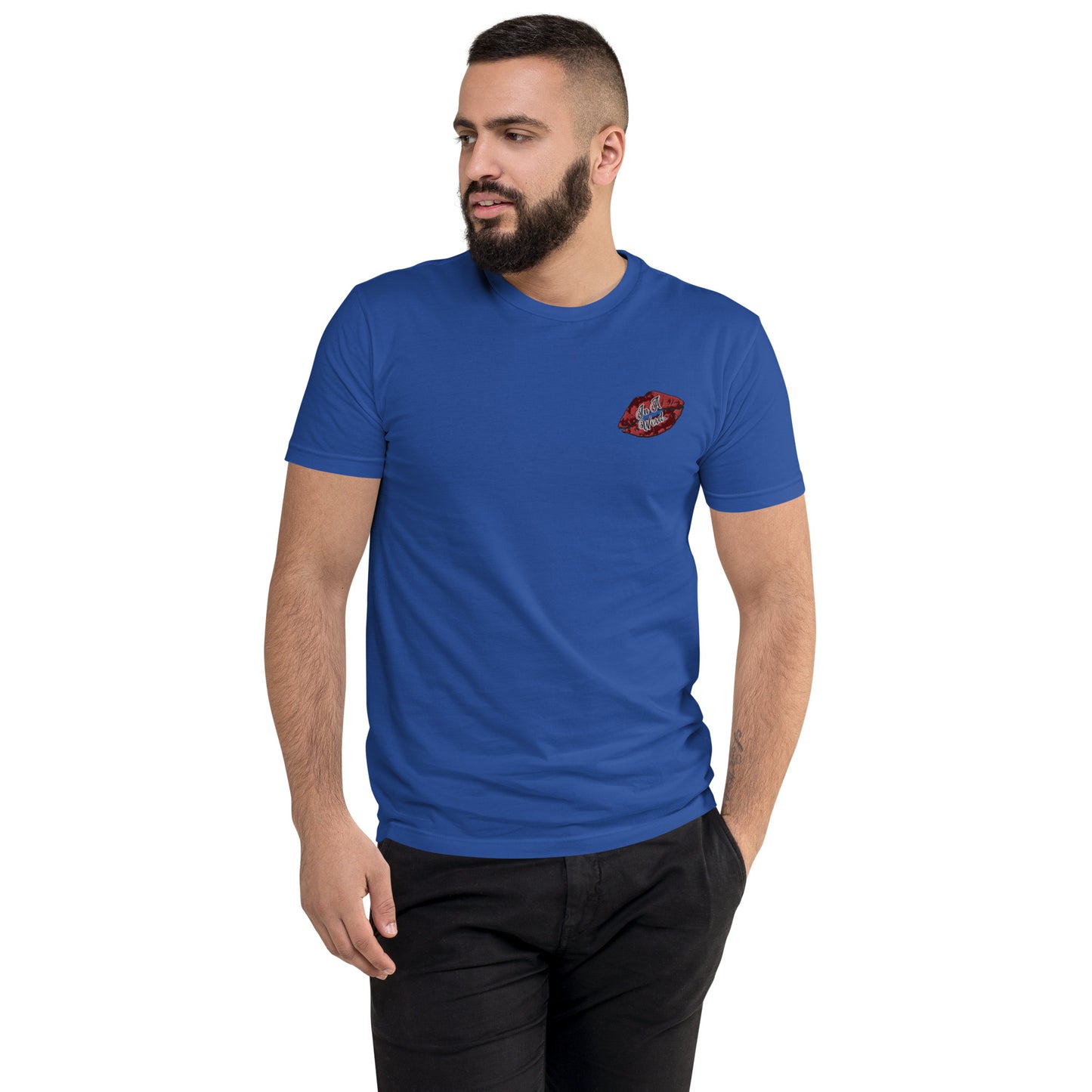 In A Word (Embroidered Logo) Men's Fitted Short Sleeve T-shirt