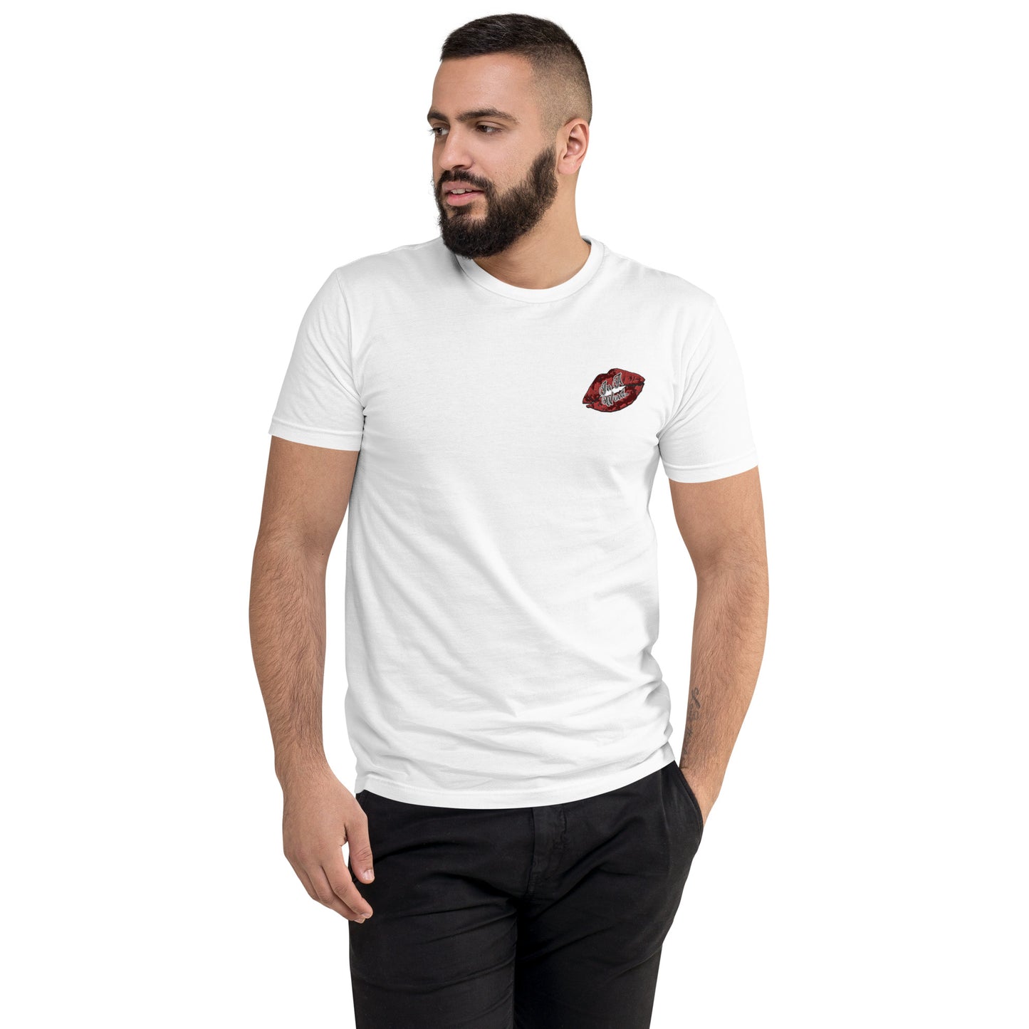 In A Word (Embroidered Logo) Men's Fitted Short Sleeve T-shirt