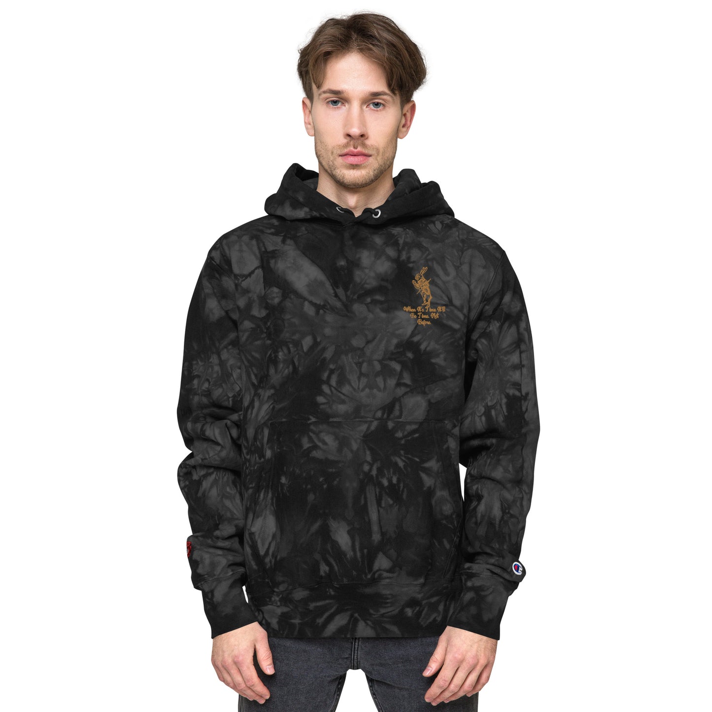 Rabbit (Gold) Unisex Champion Tie-dye Hoodie