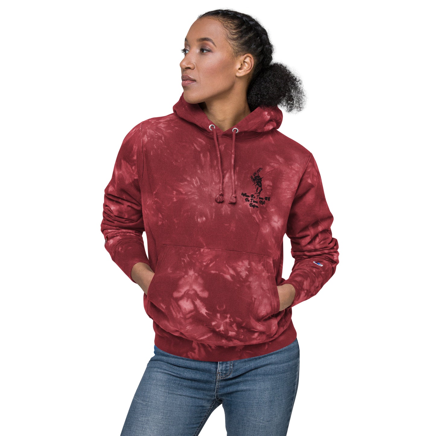 Rabbit (Black) Unisex Champion Tie-Dye Hoodie
