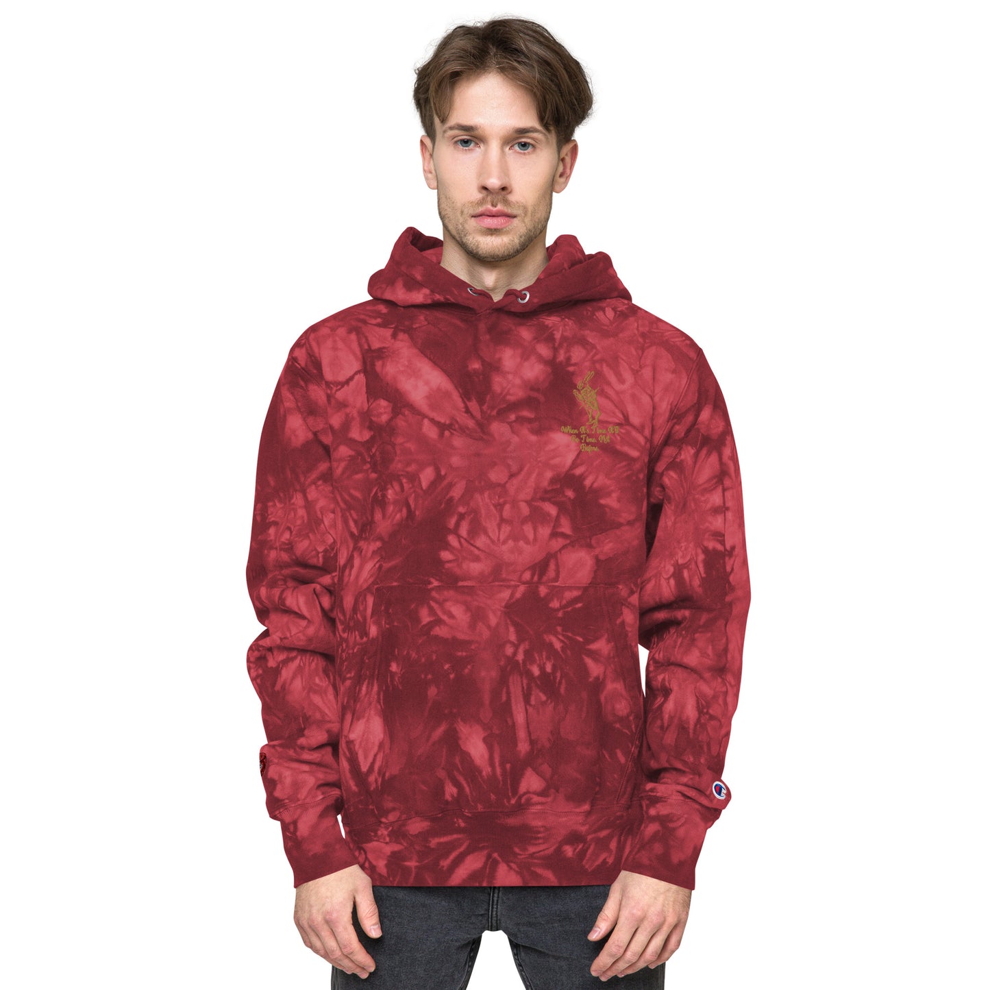 Rabbit (Gold) Unisex Champion Tie-dye Hoodie