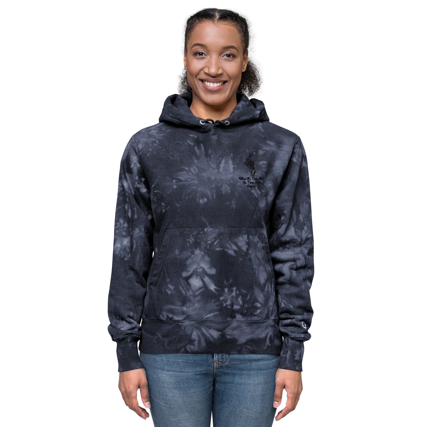 Rabbit (Black) Unisex Champion Tie-Dye Hoodie