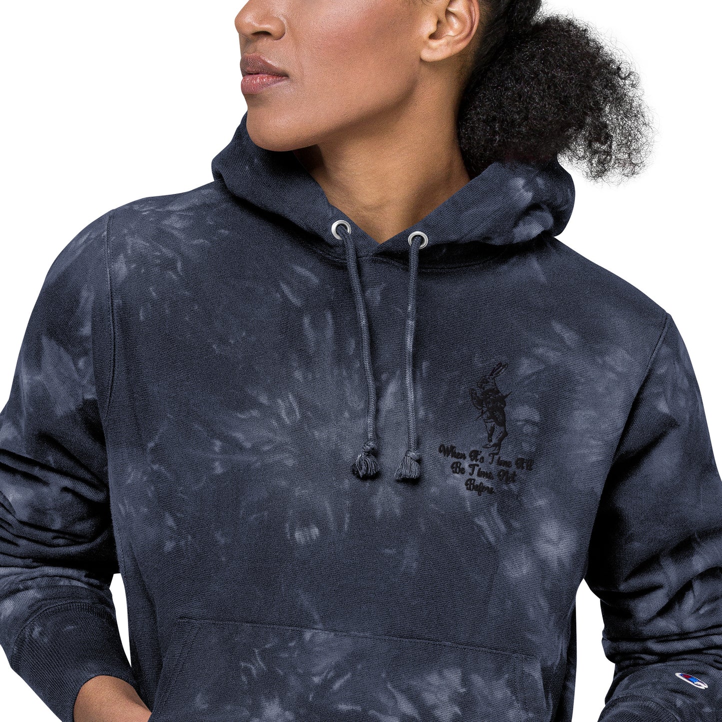 Rabbit (Black) Unisex Champion Tie-Dye Hoodie