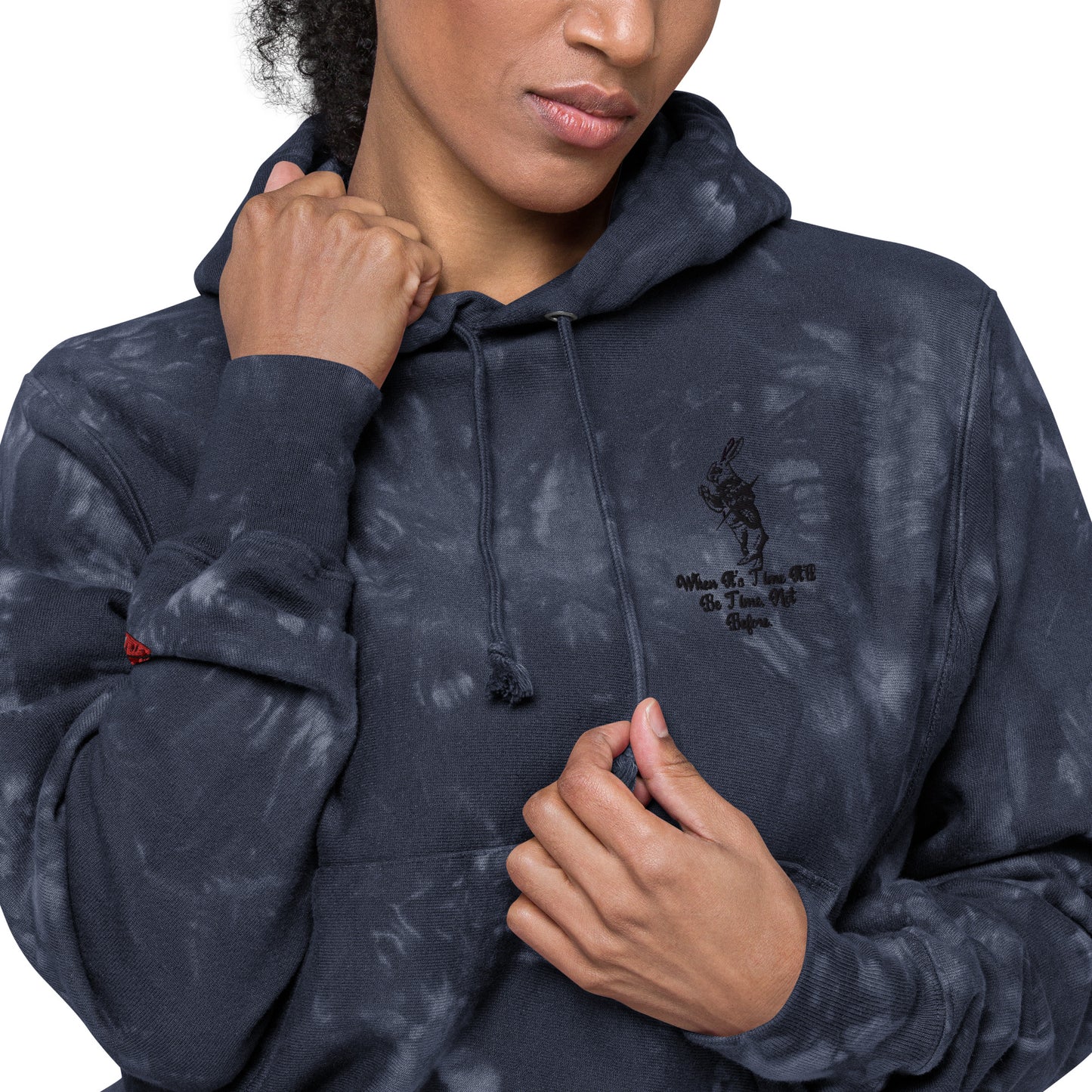 Rabbit (Black) Unisex Champion Tie-Dye Hoodie