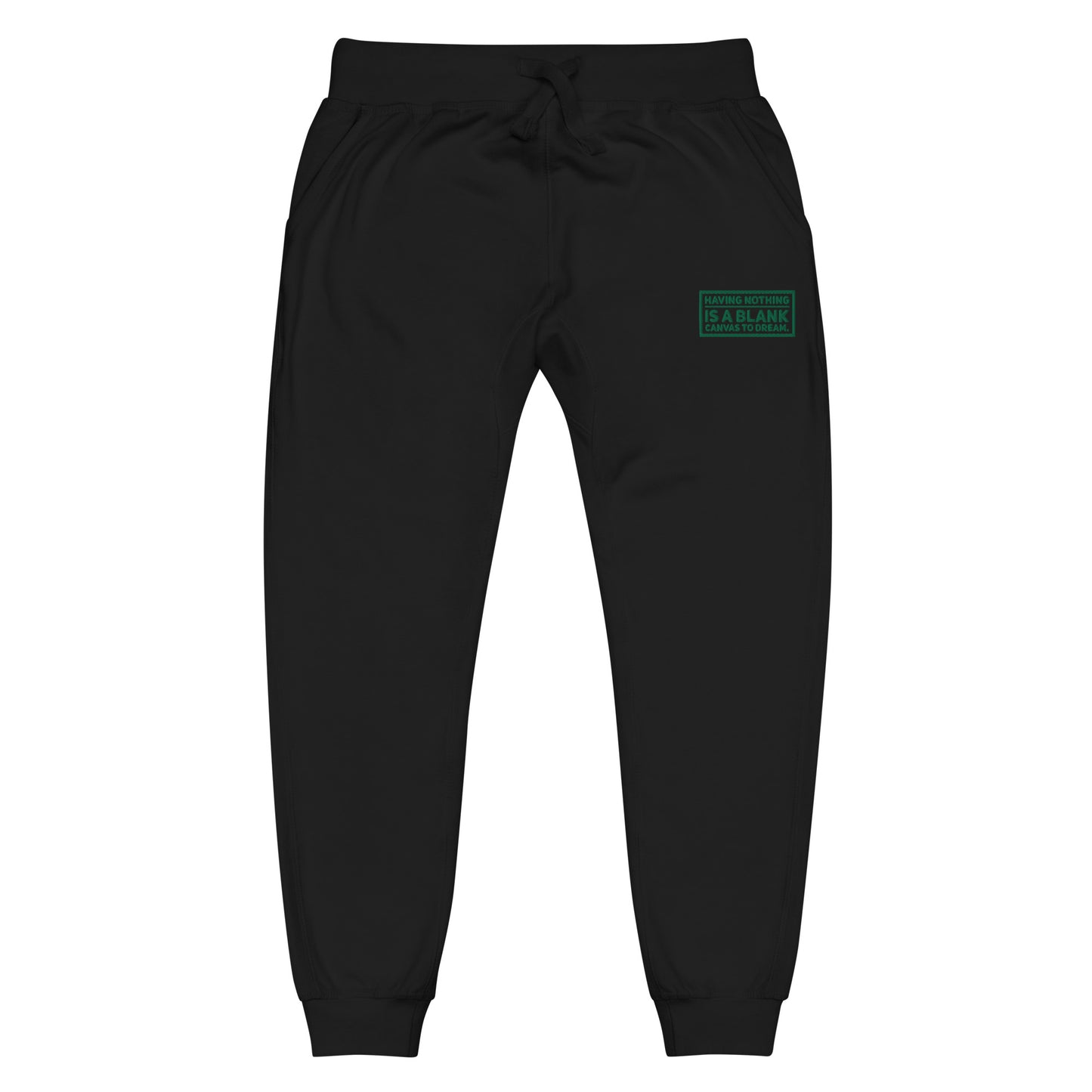 Blank Canvas (Green) Embroidered Unisex Fleece Sweatpants