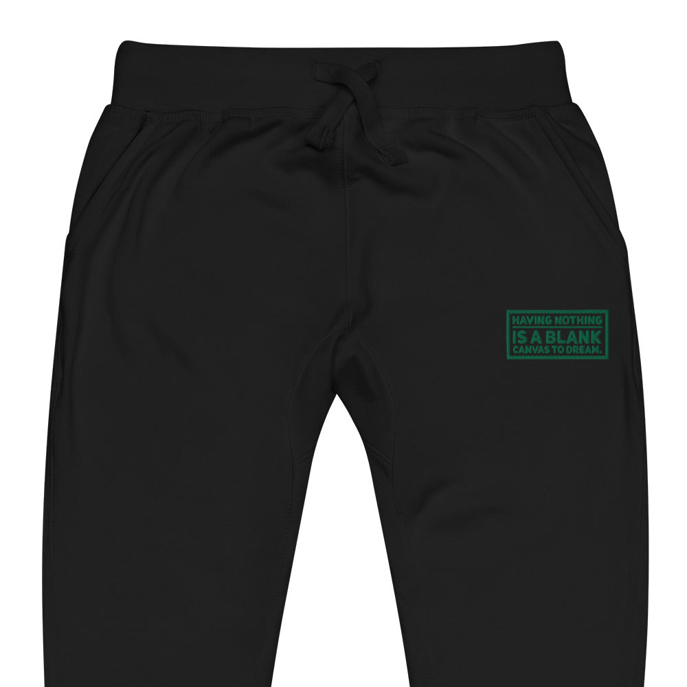 Blank Canvas (Green) Embroidered Unisex Fleece Sweatpants