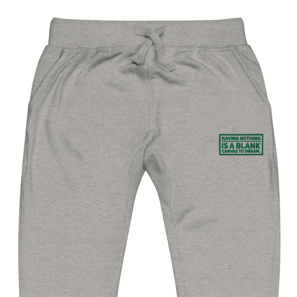 Blank Canvas (Green) Embroidered Unisex Fleece Sweatpants