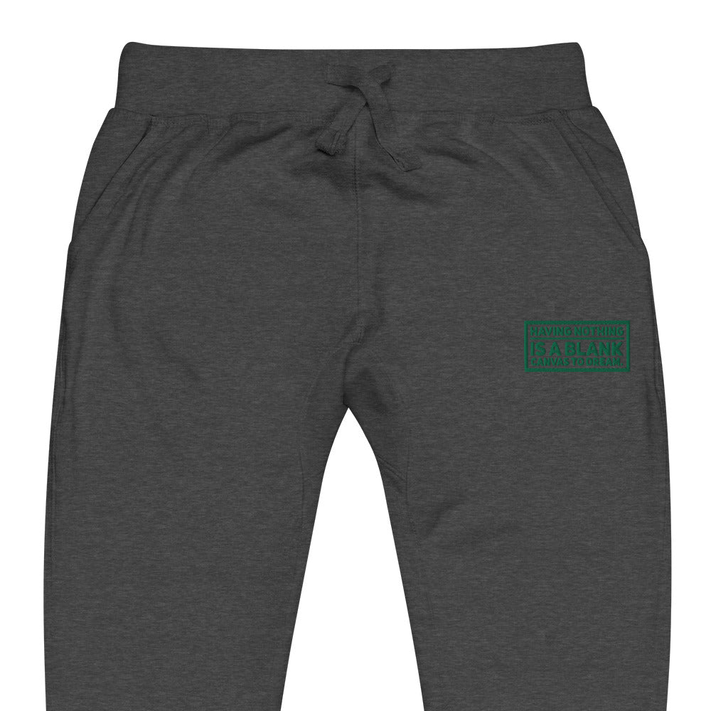 Blank Canvas (Green) Embroidered Unisex Fleece Sweatpants