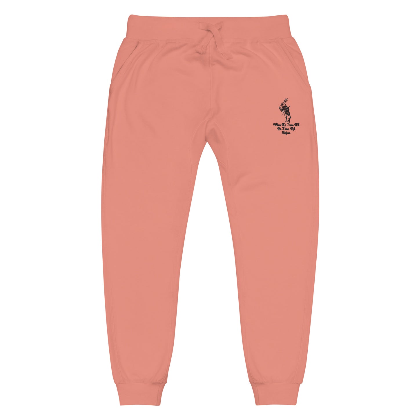 Rabbit (Black) Embroidered Unisex Fleece Sweatpants