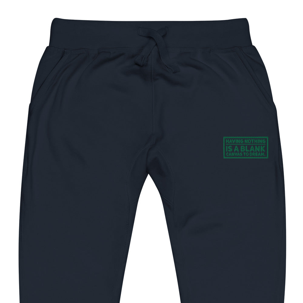 Blank Canvas (Green) Embroidered Unisex Fleece Sweatpants