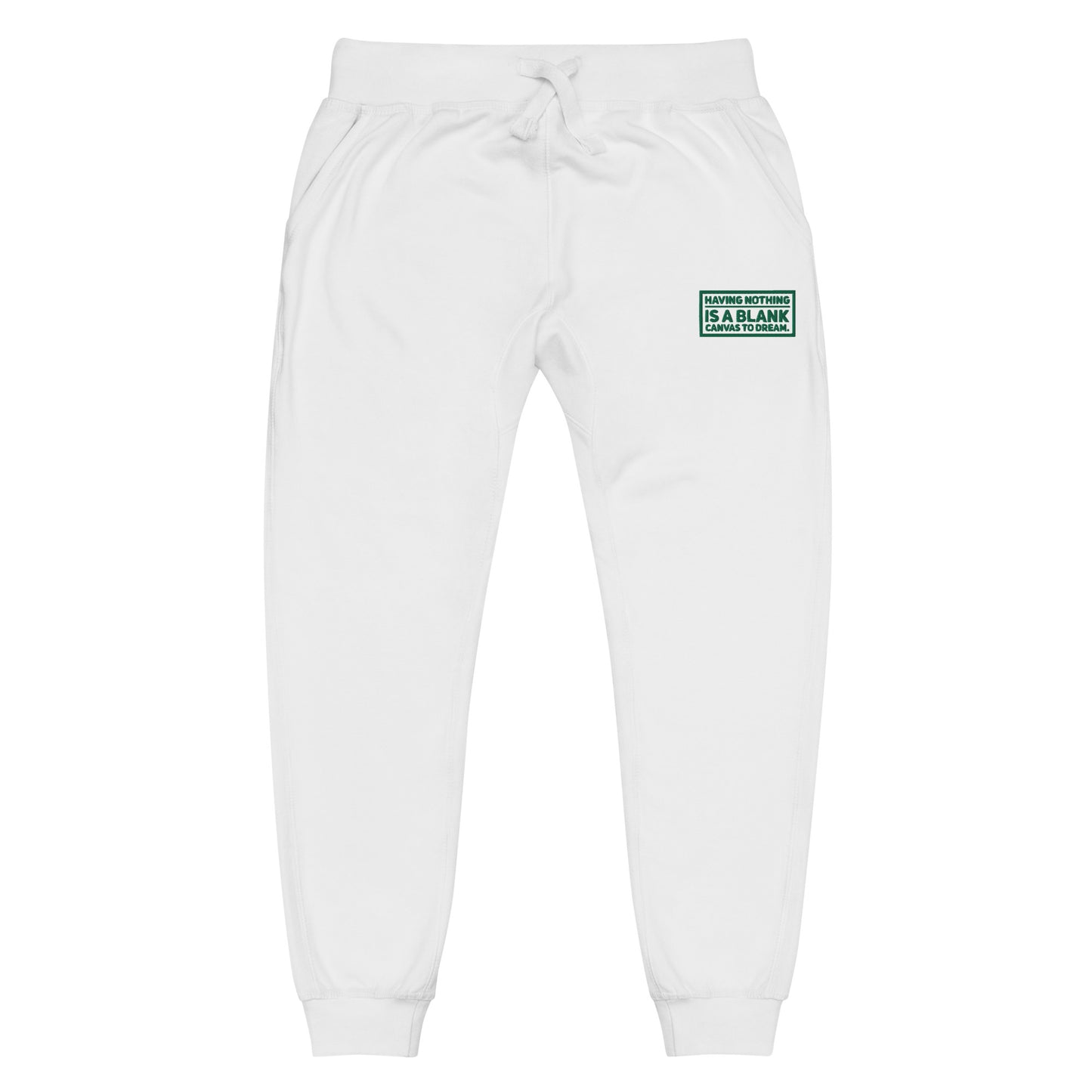 Blank Canvas (Green) Embroidered Unisex Fleece Sweatpants