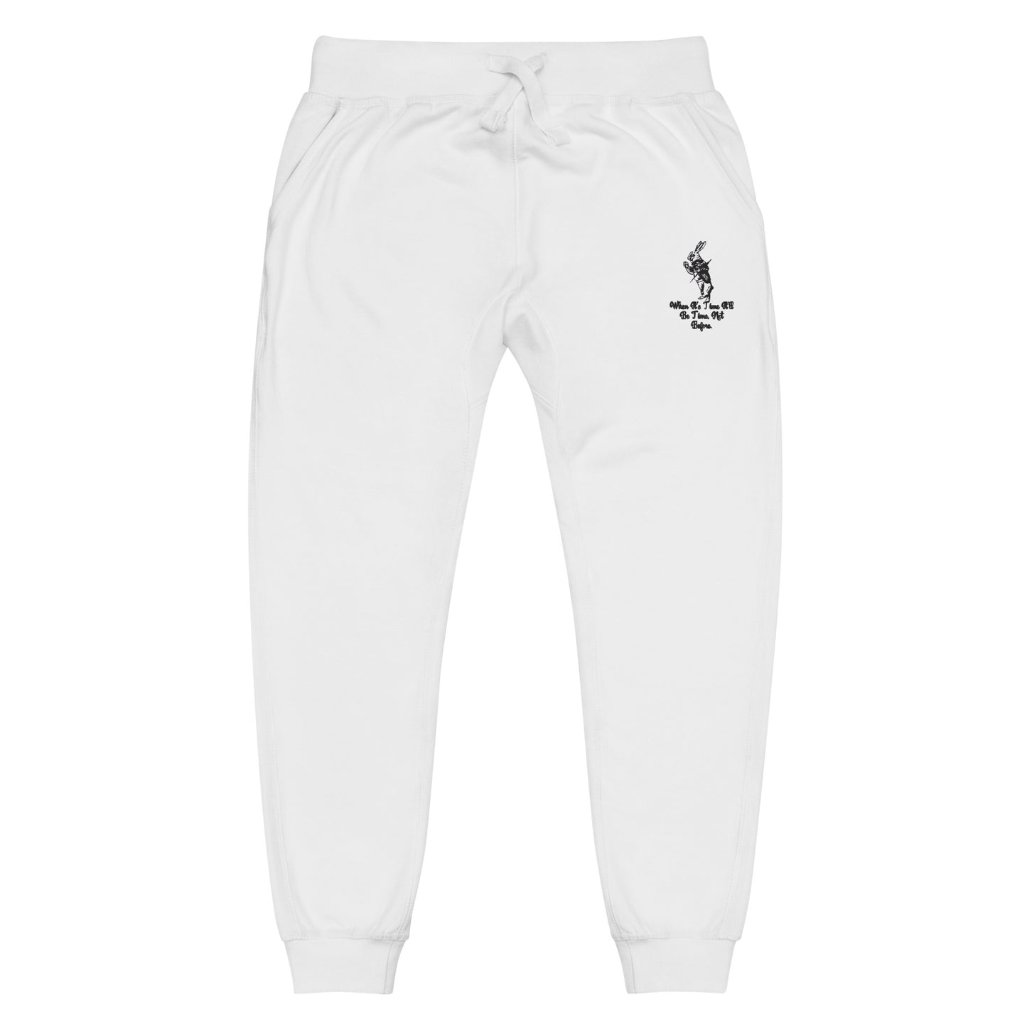 Rabbit (Black) Embroidered Unisex Fleece Sweatpants