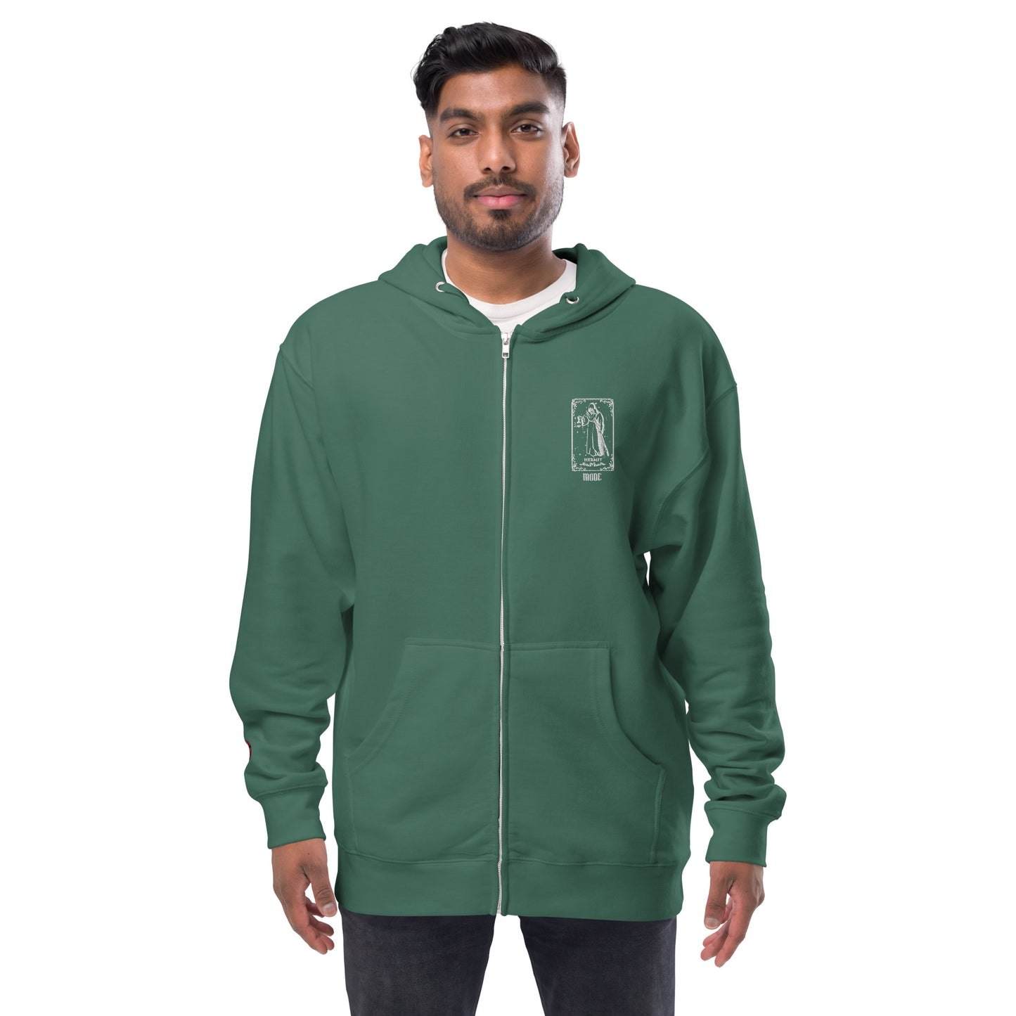 Hermit (White) Unisex Fleece Zip Up Hoodie