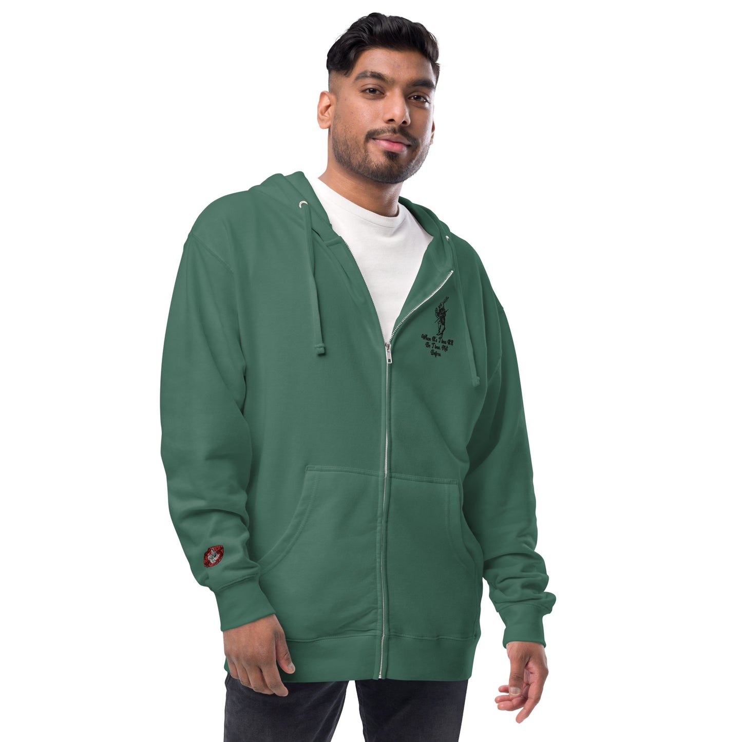 Rabbit (Black) Unisex Fleece Zip Up Hoodie