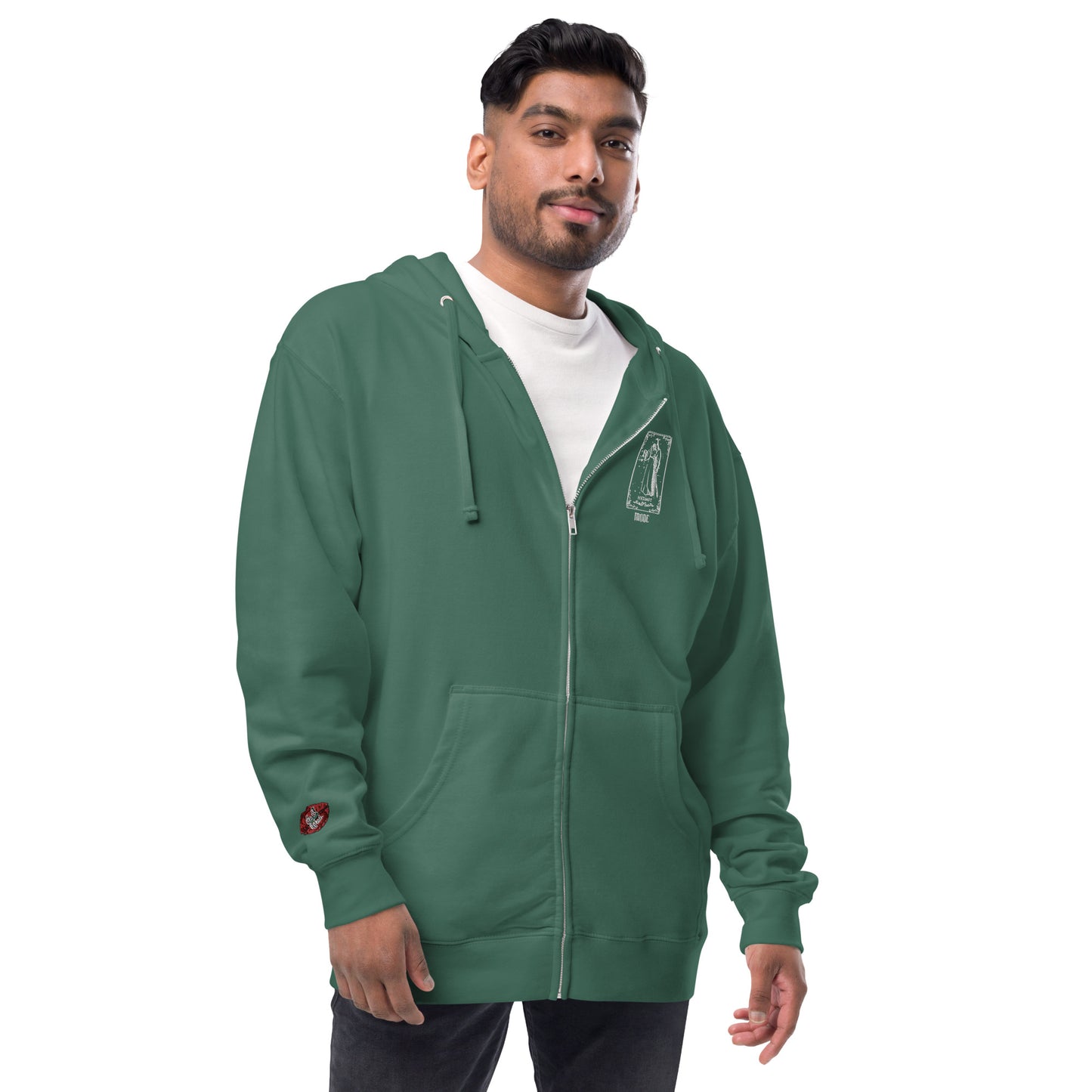 Hermit (White) Unisex Fleece Zip Up Hoodie