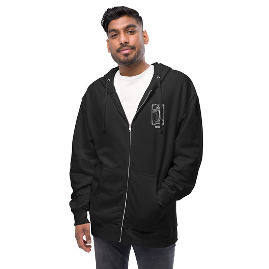 Hermit (White) Unisex Fleece Zip Up Hoodie