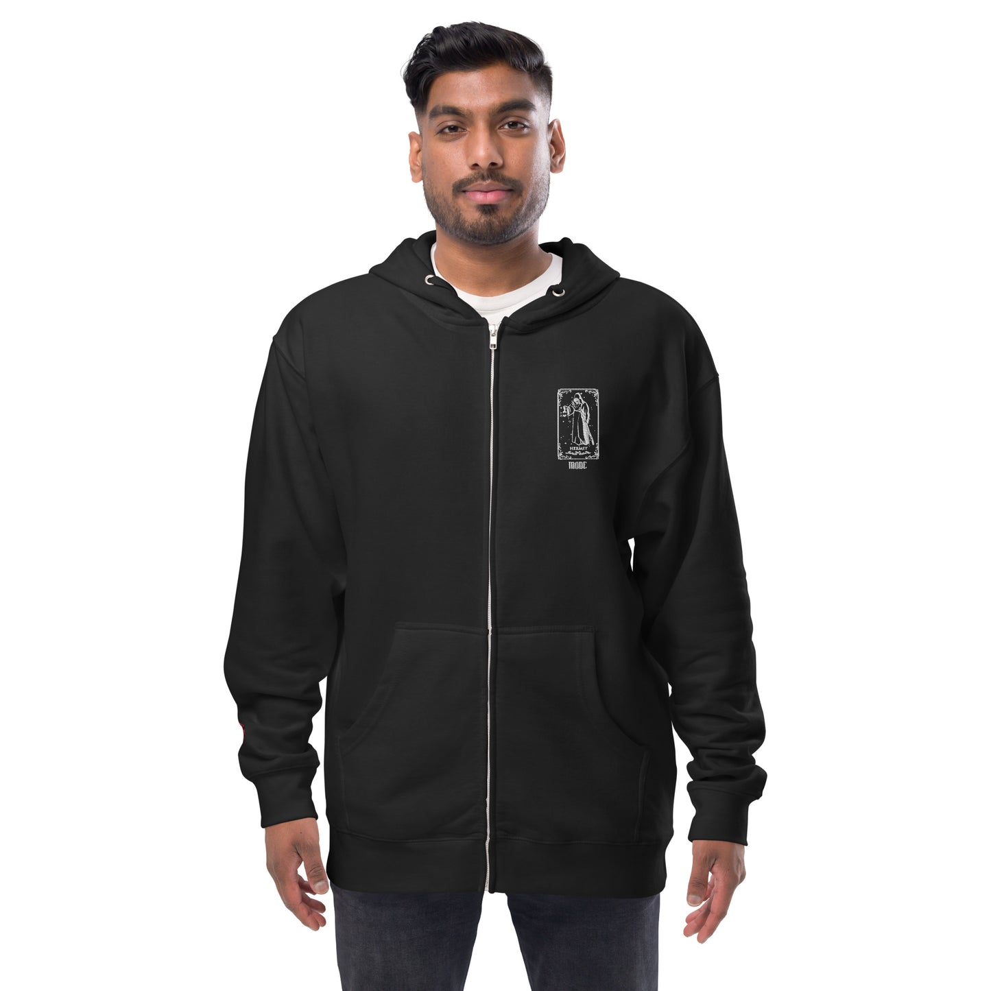 Hermit (White) Unisex Fleece Zip Up Hoodie