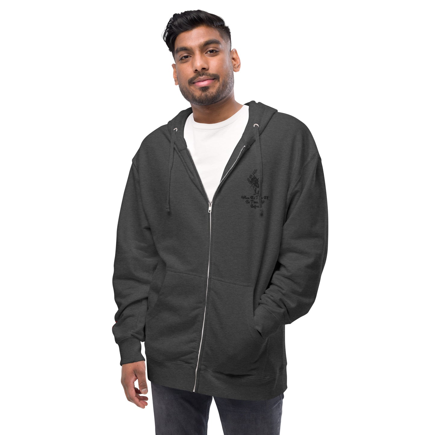 Rabbit (Black) Unisex Fleece Zip Up Hoodie
