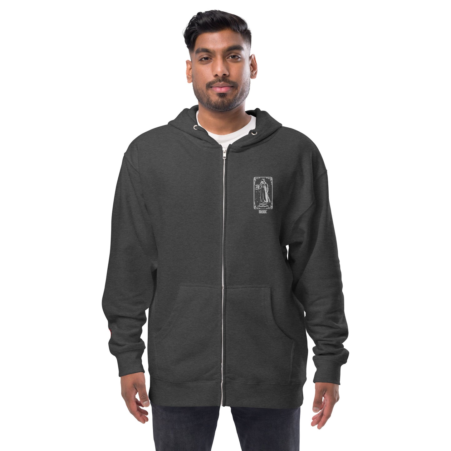 Hermit (White) Unisex Fleece Zip Up Hoodie