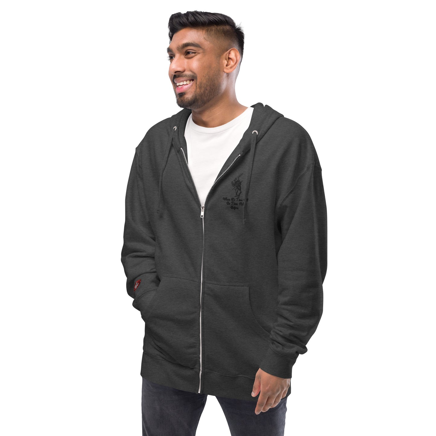 Rabbit (Black) Unisex Fleece Zip Up Hoodie