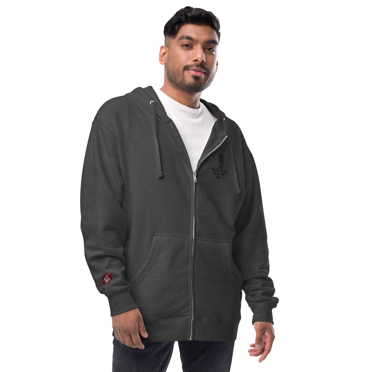 Rabbit (Black) Unisex Fleece Zip Up Hoodie