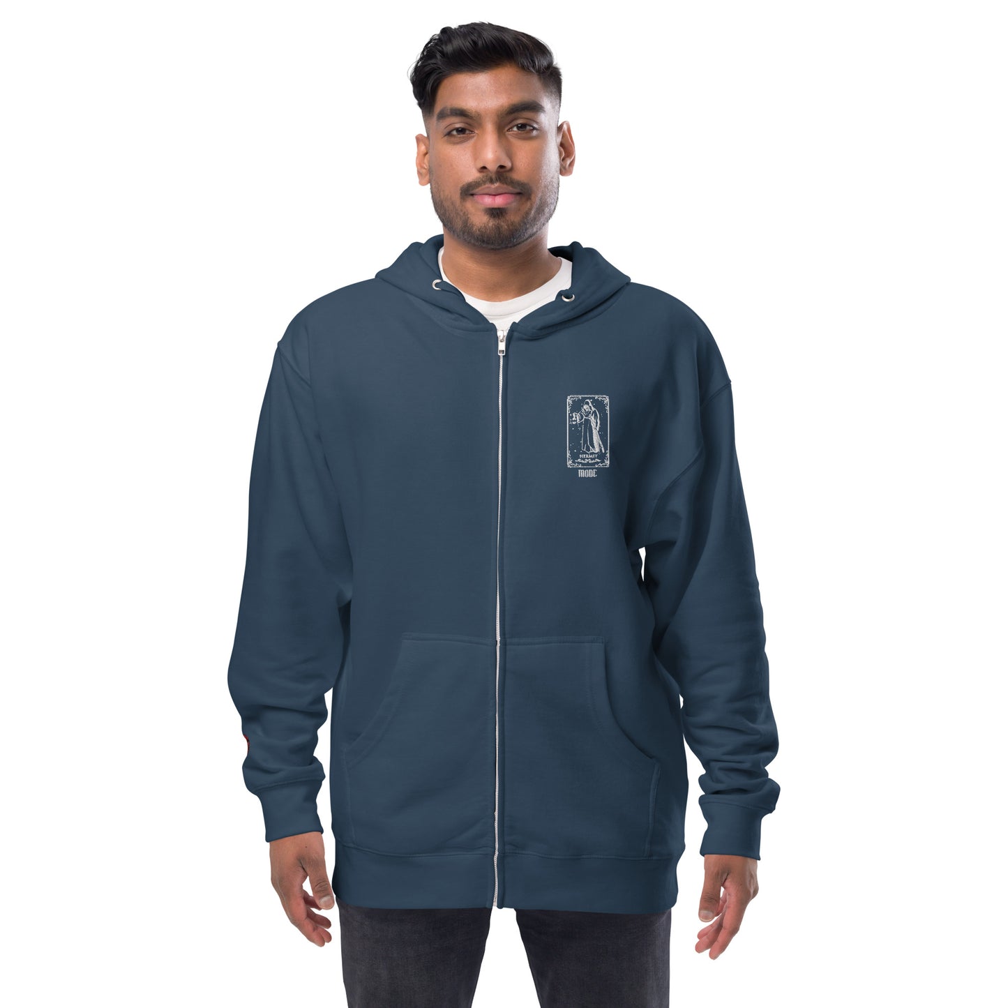 Hermit (White) Unisex Fleece Zip Up Hoodie
